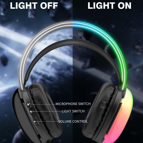 Black X25 Gaming Headset with Mic, RGB Gradient Dynamic Lighting, PC Wired Lightweight Gaming Headset for PS4/PS5/Laptop/MAC, 3.5mm Audio Over-Ear