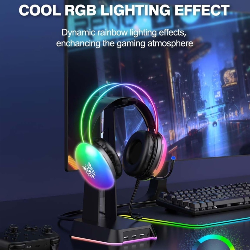 Black X25 Gaming Headset with Mic, RGB Gradient Dynamic Lighting, PC Wired Lightweight Gaming Headset for PS4/PS5/Laptop/MAC, 3.5mm Audio Over-Ear
