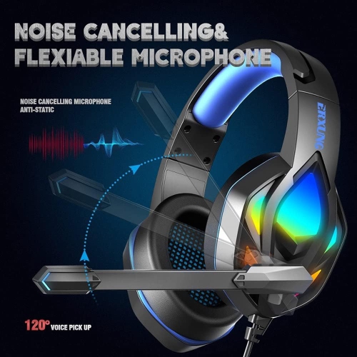 [Immersive sound effects] Hi-Fi stereo gaming headset, 120° adjustable noise reduction microphone, universal for all platforms, ergonomic design,