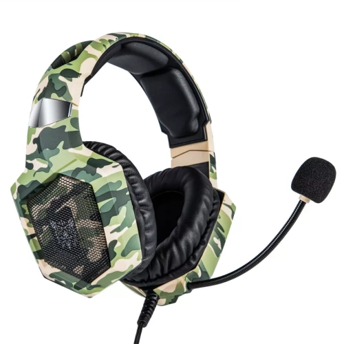 (Camouflage Green) Professional Gaming Headset, Cool LED Lights Wired Over-Ear Headphones with LED Microphone Noise Cancelling and Adjustable
