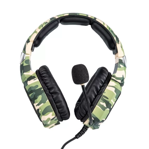 (Camouflage Green) Professional Gaming Headset, Cool LED Lights Wired Over-Ear Headphones with LED Microphone Noise Cancelling and Adjustable