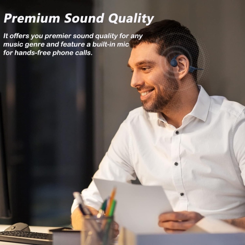 Écouteurs sans fil à conduction osseuse, écouteurs sport Bluetooth ouverts avec micro intégré, écouteurs résistants à la sueur pour l'entraînement,