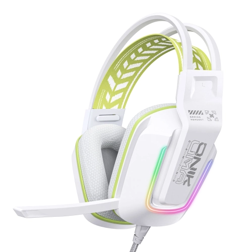 GREEN SCENIC  X13 RGB Wired Gaming Headset | USB + 3.5 Female | RGB Lighting | Noise Cancelling Gaming Headset | Built-In Control Mic (White)