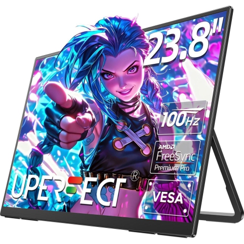 UPERFECT 23.8" 100Hz FreeSync IPS HDR Gaming Portable Monitor with USB-C, HDMI, VESA Mount & 180° Adjustable Stand Perfect for Laptops, Switch, Phones