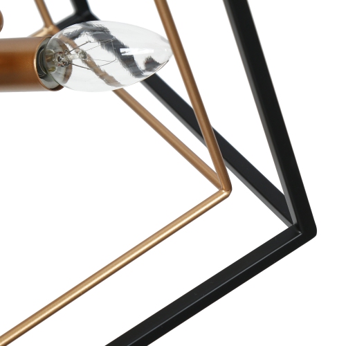 3-light black and brass cage chandelier