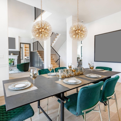 6-light gold globe chandelier with crystal beads