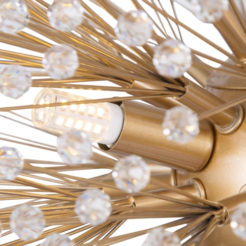 6-light gold globe chandelier with crystal beads