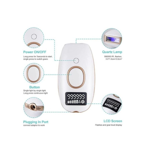 Laser Hair Removal Unit with 1 Shaver, Painless Laser Hair Removal Unit, Permanent Hair Removal IPL System 990000 Light Pulse Whole Body Epilator,