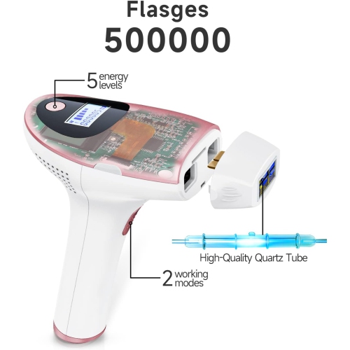 Permanent hair removal, painless laser hair removal device for home use, for female and male face, upper lip, chin, bikini, legs and body