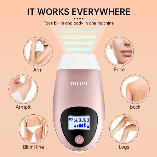 Permanent hair removal, painless laser hair removal device for home use, for female and male face, upper lip, chin, bikini, legs and body