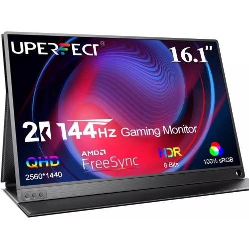 UPERFECT  Portable Monitor 16.1" 2K 144Hz Gaming Monitor 1440P 100% Srgb Screen With Vesa for Ps Xbox