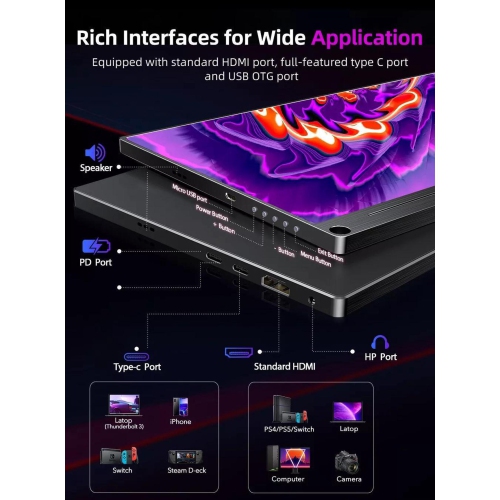 UPERFECT 15.6" 4K HDR IPS Monitor UHD Screen Second Monitor no Frame for switch