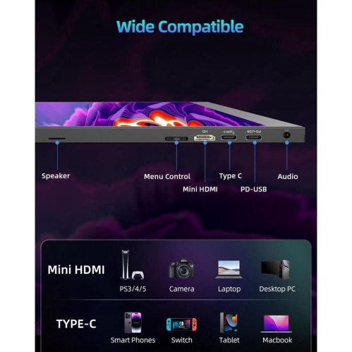 UPERFECT 18" Portable Gaming Monitor 144Hz 2560*1600 2K Freesync Screen Switch Display