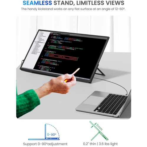 Moniteur portatif 120 Hz 21,5 po UPERFECT avec béquille et grand moniteur de jeu portatif VESA avec HDMI type C, moniteur portatif externe
