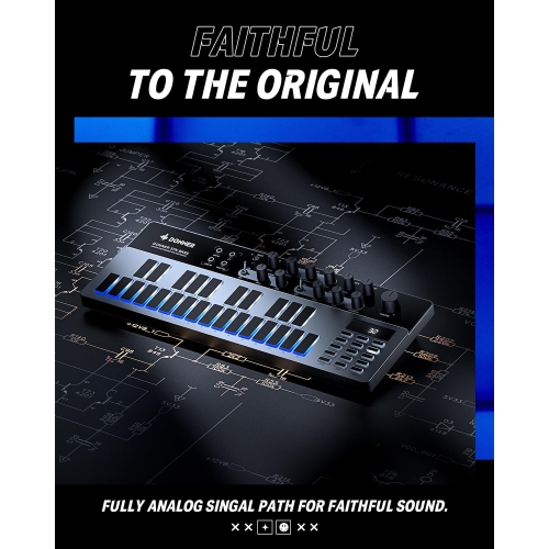 Open Box - Donner Essential B1 with Intuitive User Interface, 128 Patterns Memory, Saturation & Delay Effects, Make for Classic Acid Sound