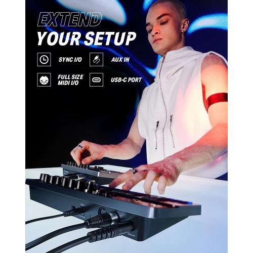 Open Box - Donner Essential B1 with Intuitive User Interface, 128 Patterns Memory, Saturation & Delay Effects, Make for Classic Acid Sound