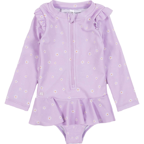 Image 1 de 3.. Maillot de bain une pièce Nano Rashguard pour filles - Fleurs lilas (12 mois)