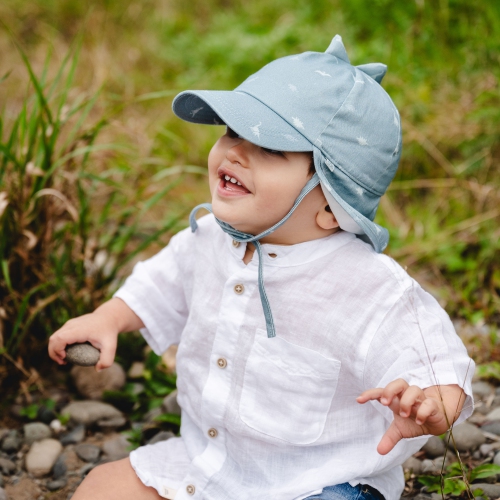 Chapeau boule en coton biologique avec rabat de CaliKids - Orchidée