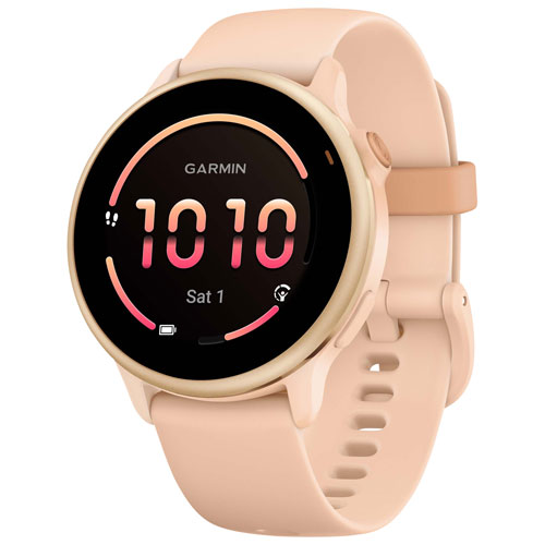 Image 1 de 8.. Montre intelligente Bluetooth de 42 mm vivoactive 6 de Garmin - Aube rose
