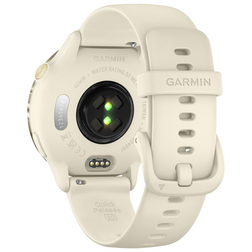 Montre intelligente Bluetooth de 42 mm vivoactive 6 de Garmin - Doré lunaire/Os