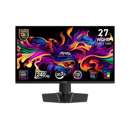 MSI 27" 2560 x 1440 240Hz 0.03ms (GTG) QD-OLED Gaming Monitor Tilt Swivel Height Pivot adjustable (MAG 271QP QD-OLED X24)
