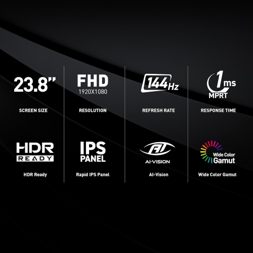 MSI 24" 1920 x 1080 144Hz 1ms (MPRT) IPS Gaming Monitor Tilt adjustable (G242L E14)