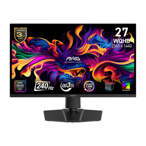 MSI 27" 2560 x 1440 240Hz 0.03ms (GTG) QD-OLED Gaming Monitor Tilt Swivel Height Pivot adjustable (MAG 273QP QD-OLED X24)
