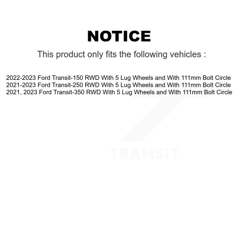 Ensemble de plaquettes semi-métalliques pour disque de frein arrière avant pour Ford Transit-250 Transit-350 Transit-150 K8F-104161
