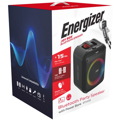 Open Box - Energizer BTS458 Portable Bluetooth Speaker with Wireless Mic - Black