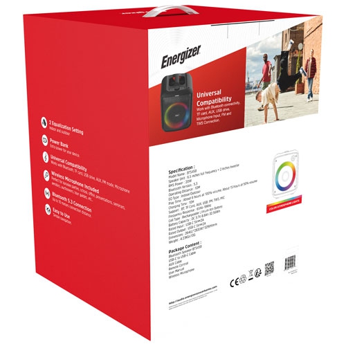 Energizer BTS458 Portable Bluetooth Speaker with Wireless Mic - Black by ENERGIZER - Refurbished condition - Image 9