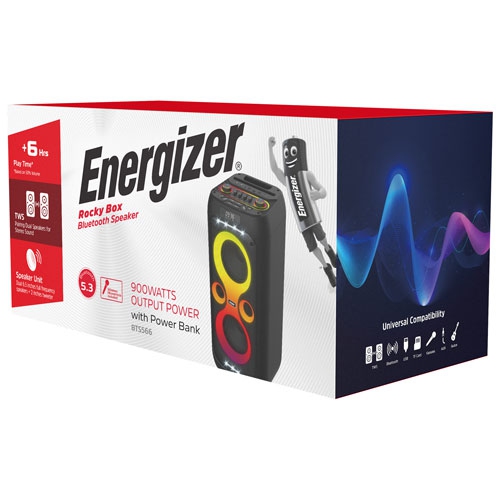 Open Box - Energizer BTS566 Portable Bluetooth Speaker with Wireless Mic - Black