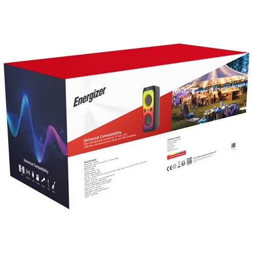 Open Box - Energizer BTS566 Portable Bluetooth Speaker with Wireless Mic - Black