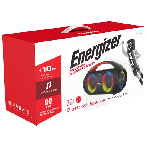 Refurbished - Energizer BTS258 Portable All-Weather Wireless Rechargeable Speaker with Mic - Black