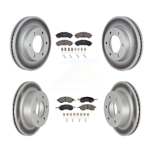 Front Rear Coated Disc Brake Rotors And Ceramic Pads Kit For Ford Bronco KGT-103380