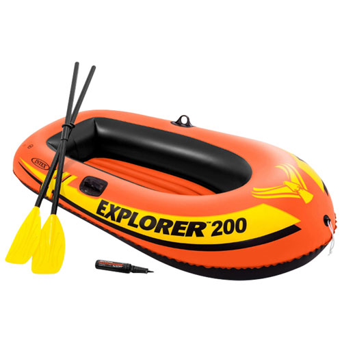 Image 1 de 5.. Bateau gonflable pour 2 personnes de 6 pi avec rames Explorer 200 d'Intex - Orange