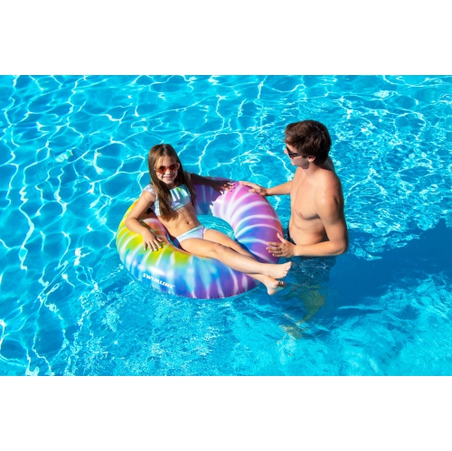 Anneau de piscine gonflable en spirale teint par nouage - 36,5 po