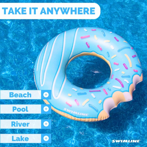 Inflatable Donut Swimming Pool Ring - 42" - Blue