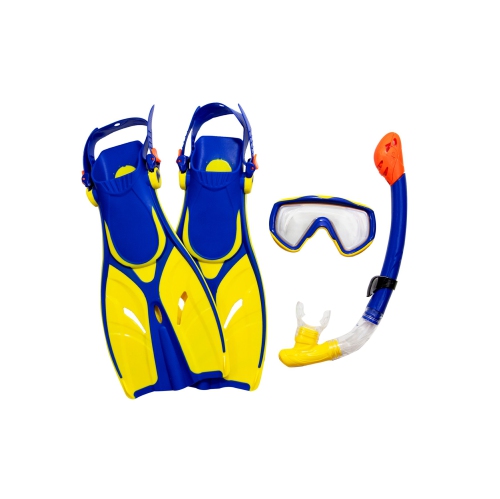 Ensemble de plongée avec tuba Thermotech et sac en filet pour enfant - aileron taille 1-4