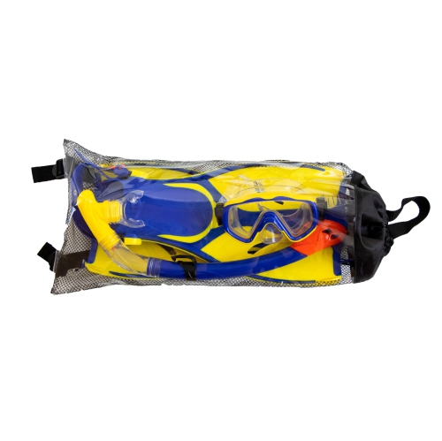 Ensemble de plongée avec tuba Thermotech et sac en filet pour enfant - aileron taille 1-4