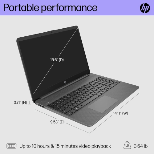 HP 15,6&nbsp;po FHD Intel Core i3-1215U 8&nbsp;Go Carte graphique UHD 128&nbsp;Go Windows 11 Gris Remis à neuf Bon état