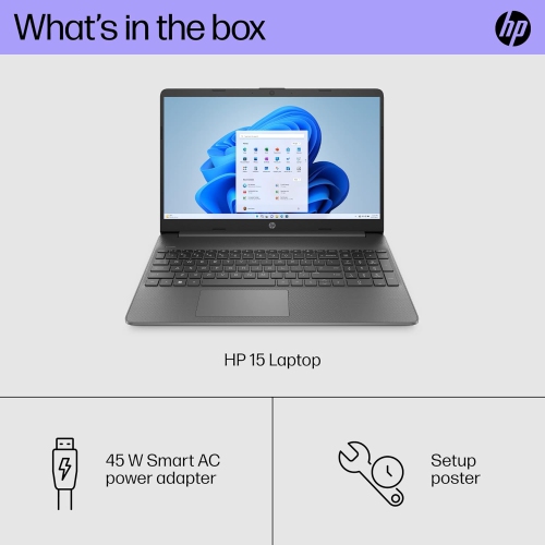 HP 15,6&nbsp;po FHD Intel Core i3-1215U 8&nbsp;Go Carte graphique UHD 128&nbsp;Go Windows 11 Gris Remis à neuf Bon état