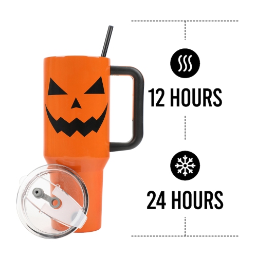 40 oz Stainless Steel Tumbler with Handle and Straw