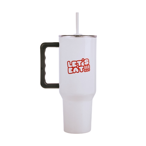 40 oz Stainless Steel Tumbler with Handle and Straw