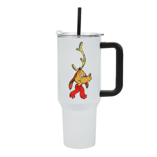 Image 1 de 7.. Gobelet en acier inoxydable avec poignée et paille de 40&nbsp;oz