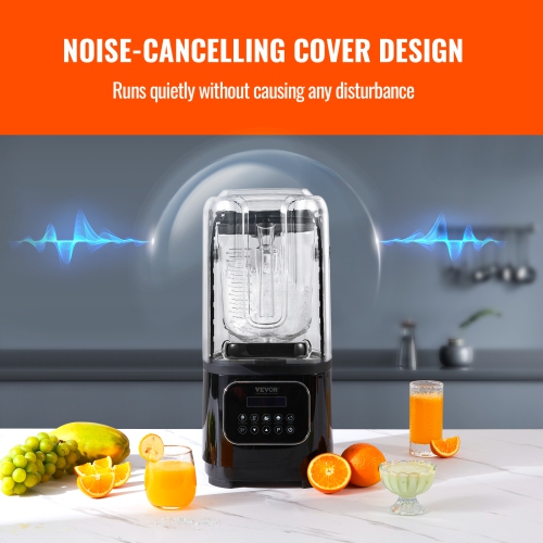 VEVOR 68 oz Blender with Shield, Countertop Blenders, Plastic Jar Blender Combo, Stainless Steel 9 Speed & 5 Functions Blender, for Shakes,