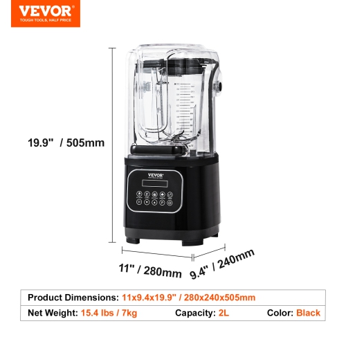 VEVOR 68 oz Blender with Shield, Countertop Blenders, Plastic Jar Blender Combo, Stainless Steel 9 Speed & 5 Functions Blender, for Shakes,