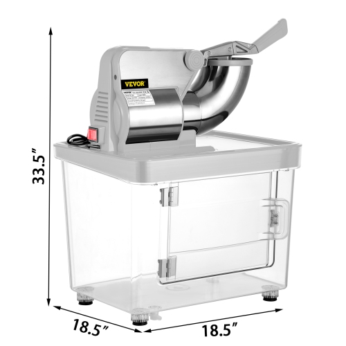 VEVOR 110V Commercial Ice Crusher 440LBS/H, ETL Approved 300W Snow Cone Machine with Dual Blades, Stainless Steel Shaved Ice Machine with Safety