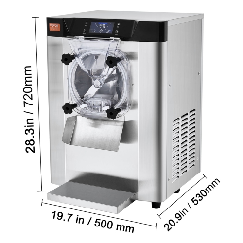 VEVOR 1713W Ice Cream Machine,12 L/H Yield, Flavor Countertop Hard Serve Ice Cream Maker, 4.5L Stainless Steel Cylinder, LED Panel Auto Clean