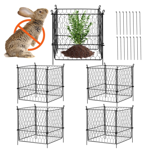 VEVOR 4 Pack Plant Protector from Animals, 13.4'' x 13.4'' Chicken Wire Plant Protector, Plant Cages, Flowers & Vegetables, Keeps Bunny Chicken