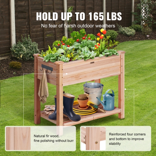 VEVOR 34 x 18 x 30 in Garden Bed, Wooden Planter Box, Elevated Outdoor Planting Boxes with Legs, for Growing Flowers/Vegetables/Herbs in